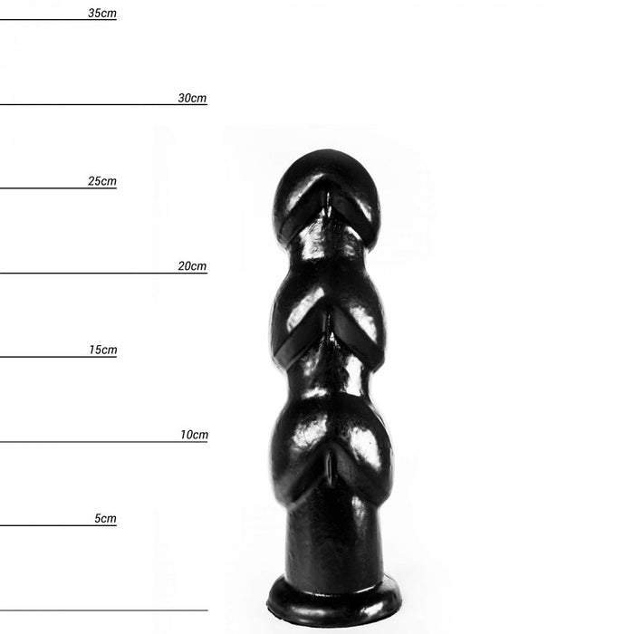 Dinoo - Geribbelde XXL Buttplug Gaston 27,5 x 8 cm - Zwart-Laced-up.nl