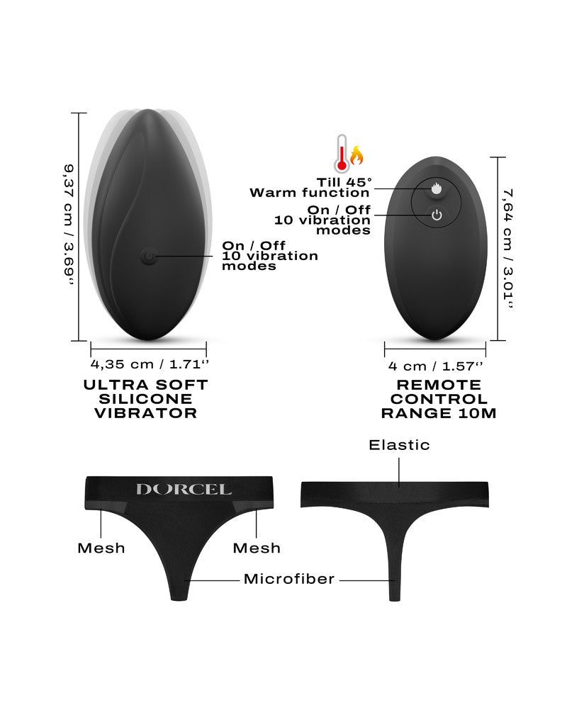 Dorcel - Discreet VIBE Vibrerend Slipje Met Panty Vibrator Met Afstandsbediening - Zwart-Laced-up.nl
