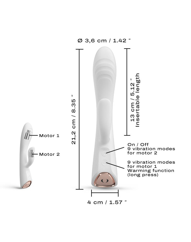 Dorcel - Flexi Rabbit - Verwarmde Rabbit Vibrator - Wit-Laced-up.nl