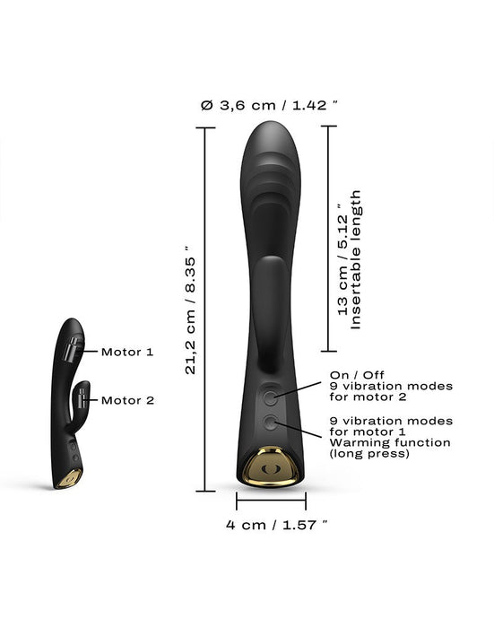 Dorcel - Flexi Rabbit - Verwarmde Rabbit Vibrator - Zwart-Laced-up.nl