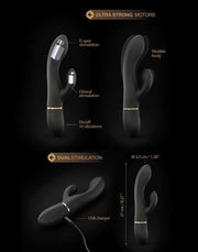 Dorcel - Glam Rabbit - Flexibele Rabbit Vibrator - Zwart-Laced-up.nl