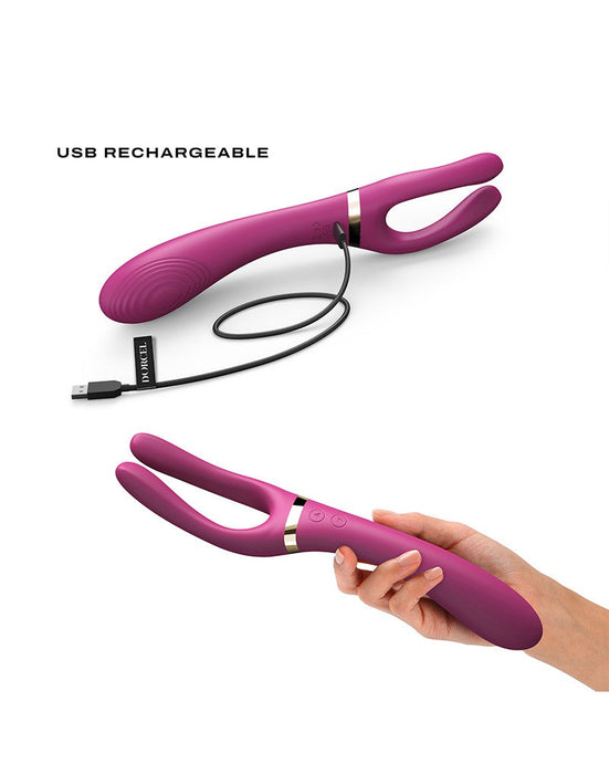 Dorcel - Infinite Joy - Multi Vibrator - Met Twee 360° Flexibele Armen - Roze-Erotiekvoordeel.nl