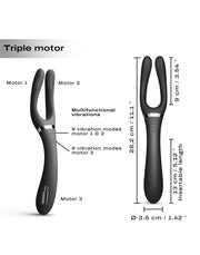 Dorcel - Infiniite Joy - Multi Vibrator - Met Twee 360° Flexibele Armen - Zwart-Laced-up.nl