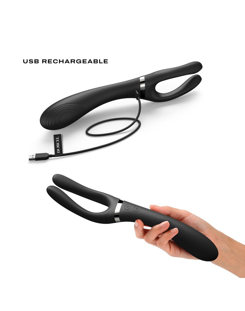 Dorcel - Infiniite Joy - Multi Vibrator - Met Twee 360° Flexibele Armen - Zwart-Laced-up.nl