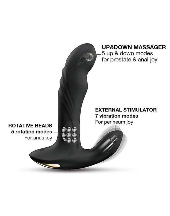 Dorcel - Multi P-Joy - Roterende Prostaat Massager - Met Afstandsbediening - Zwart-Laced-up.nl