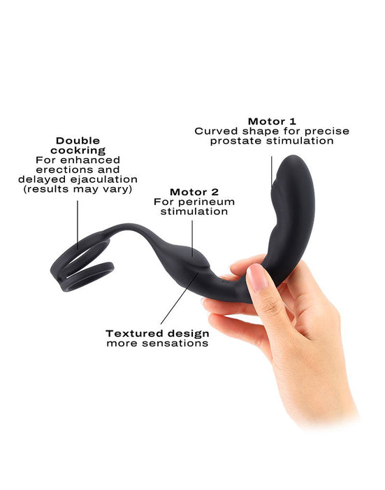 Dorcel - P-Ring - Perineum en Prostaat Vibrator - Met Dubbele Cockring - Zwart-Laced-up.nl