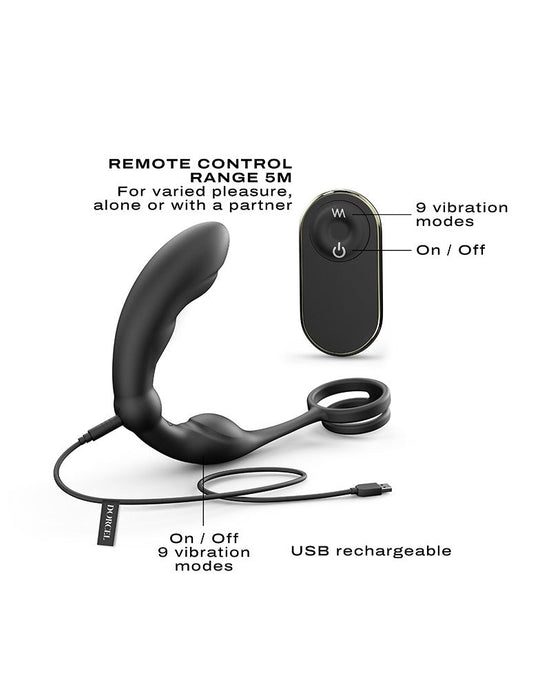 Dorcel - P-Ring - Perineum en Prostaat Vibrator - Met Dubbele Cockring - Zwart-Laced-up.nl