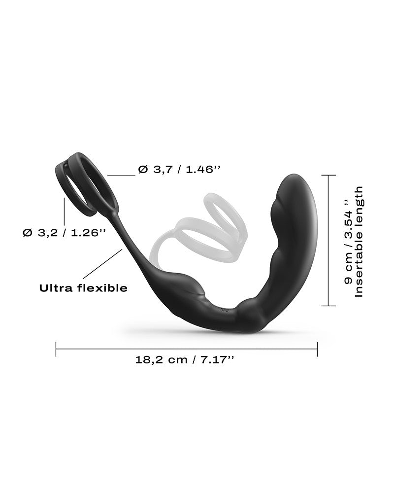 Dorcel - P-Ring - Perineum en Prostaat Vibrator - Met Dubbele Cockring - Zwart-Laced-up.nl