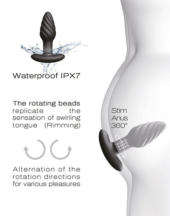 Dorcel - Spin Plug - 360 Graden Roterende Vibrerende Anaal Plug - Zwart-Laced-up.nl