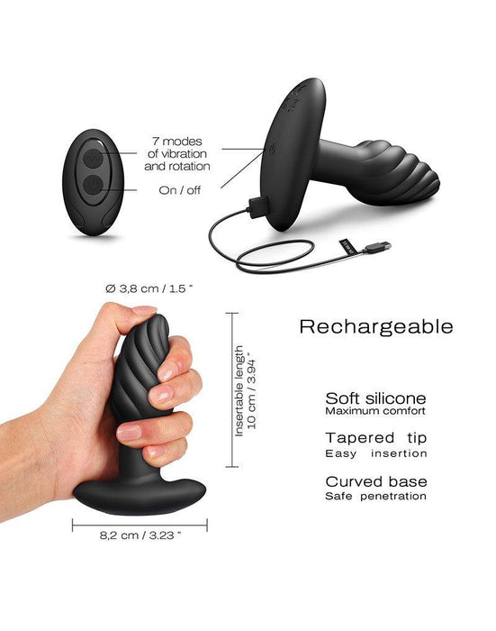 Dorcel - Spin Plug - 360 Graden Roterende Vibrerende Anaal Plug - Zwart-Laced-up.nl