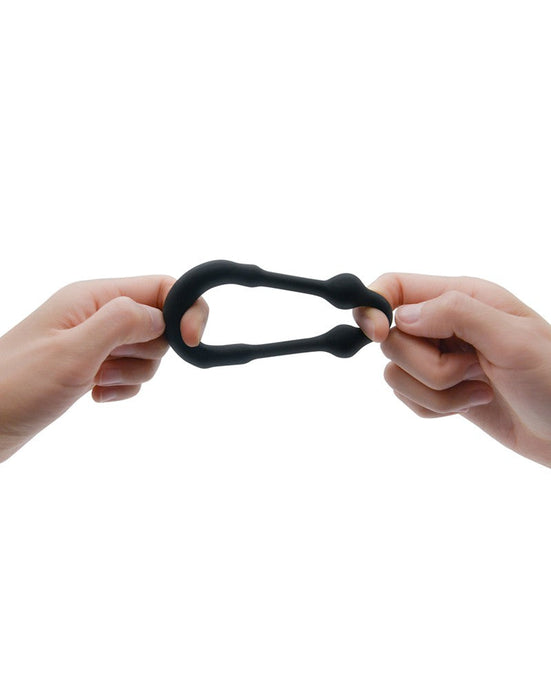 Dorcel - Stronger - Siliconen Cockring Met Stimulerende Metalen Kogeltjes - Zwart-Laced-up.nl