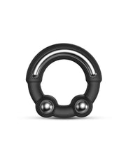 Dorcel - Stronger - Siliconen Cockring Met Stimulerende Metalen Kogeltjes - Zwart-Laced-up.nl