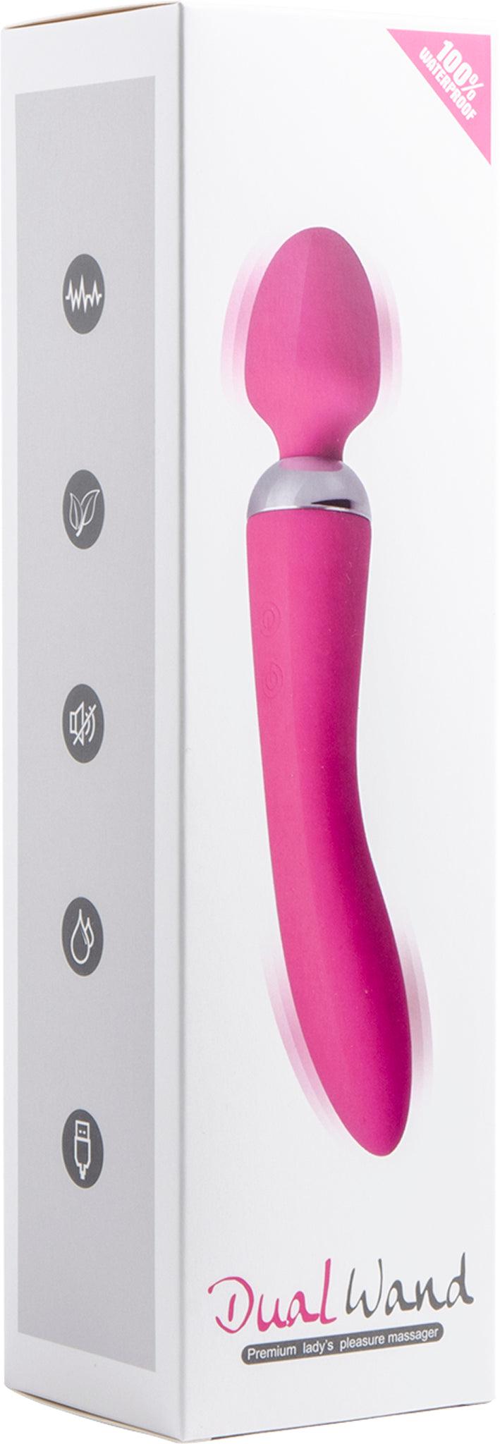 Dual Wand - Dubbelzijdig te Gebruiken Vibrator - USB Oplaadbaar - Roze-laced-up.nl