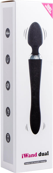 Dual Wand - Dubbelzijdig te Gebruiken Vibrator - USB Oplaadbaar - Zwart-laced-up.nl