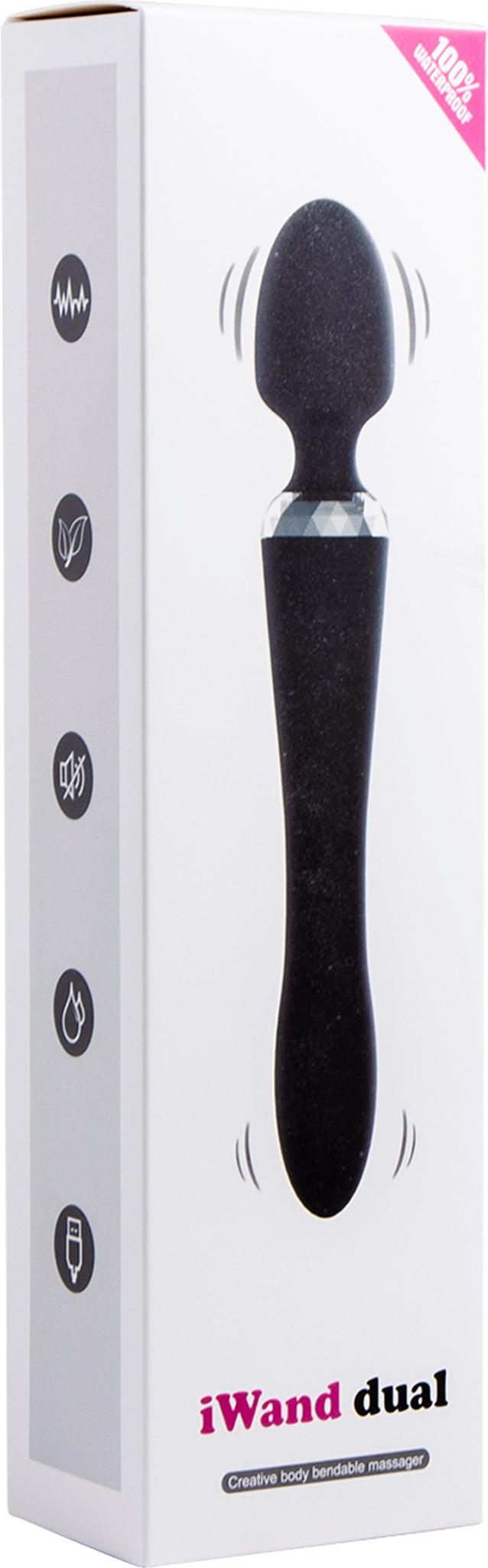 Dual Wand - Dubbelzijdig te Gebruiken Vibrator - USB Oplaadbaar - Zwart-laced-up.nl