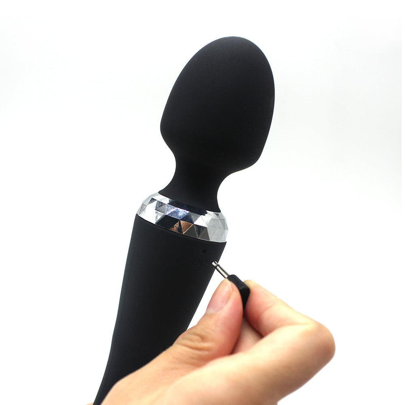 Dual Wand - Dubbelzijdig te Gebruiken Vibrator - USB Oplaadbaar - Zwart-laced-up.nl