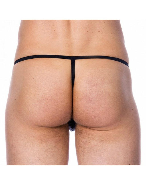 Echt nappa lederen Heren G-String Met penis pouch - Zwart-Erotiekvoordeel.nl