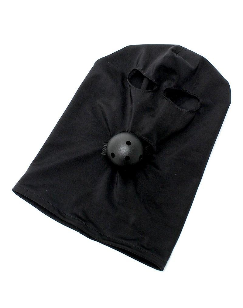 Rimba - Elastisch hoofdmasker Van soepele stof Met ball gag - Zwart-Laced-up.nl
