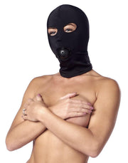 Rimba - Elastisch hoofdmasker Van soepele stof Met ball gag - Zwart-Laced-up.nl