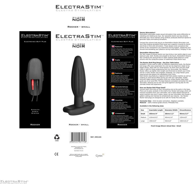 ElectraStim - Electrosex - Silikon-Analplug „Noir Rocker“ - drei Größen - Laced-up.nl