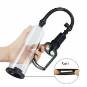 Essentials – Penis Pump met Sleeves – 21 cm – Transparant/Zwart-Erotiekvoordeel.nl