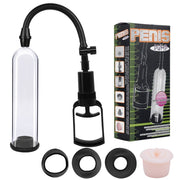 Essentials – Penis Pump met Sleeves – 21 cm – Transparant/Zwart-Erotiekvoordeel.nl