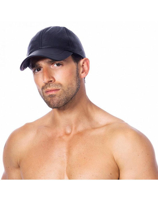 Rimba - Fetish Baseball Pet Unisex - Zwart PU leer-Laced-up.nl