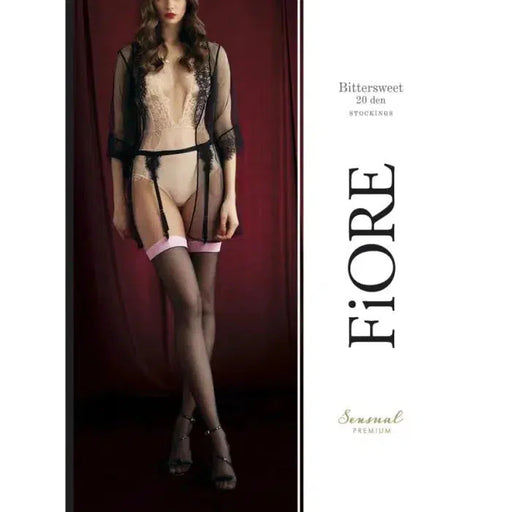 Fiore - Bittersweet - Kousen - 20 denier - Zwart/Roze-Laced-up.nl