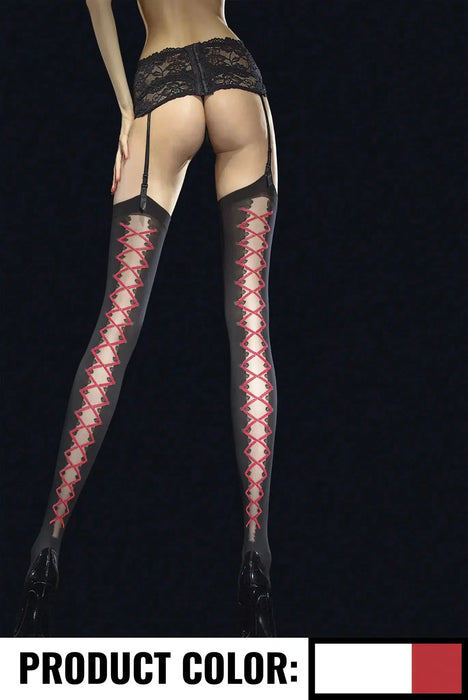 Fiore - Valentis - Kousen - 40 denier - Wit/Rood-Laced-up.nl