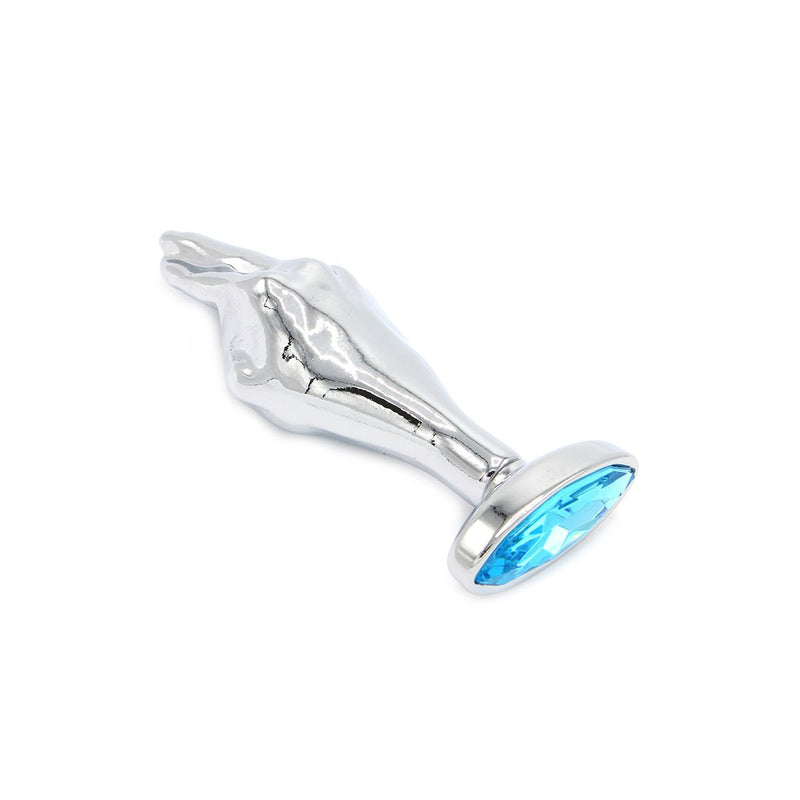 Kiotos - Fist Buttplug Aluminium Met Lichtblauwe Siersteen-Laced-up.nl