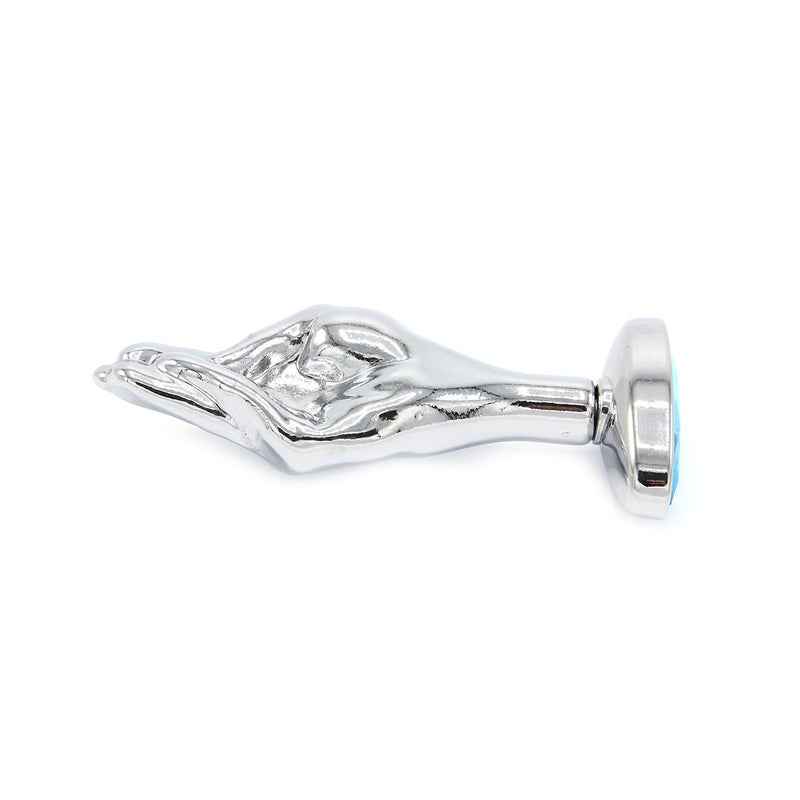 Kiotos - Fist Buttplug Aluminium Met Lichtblauwe Siersteen-Laced-up.nl