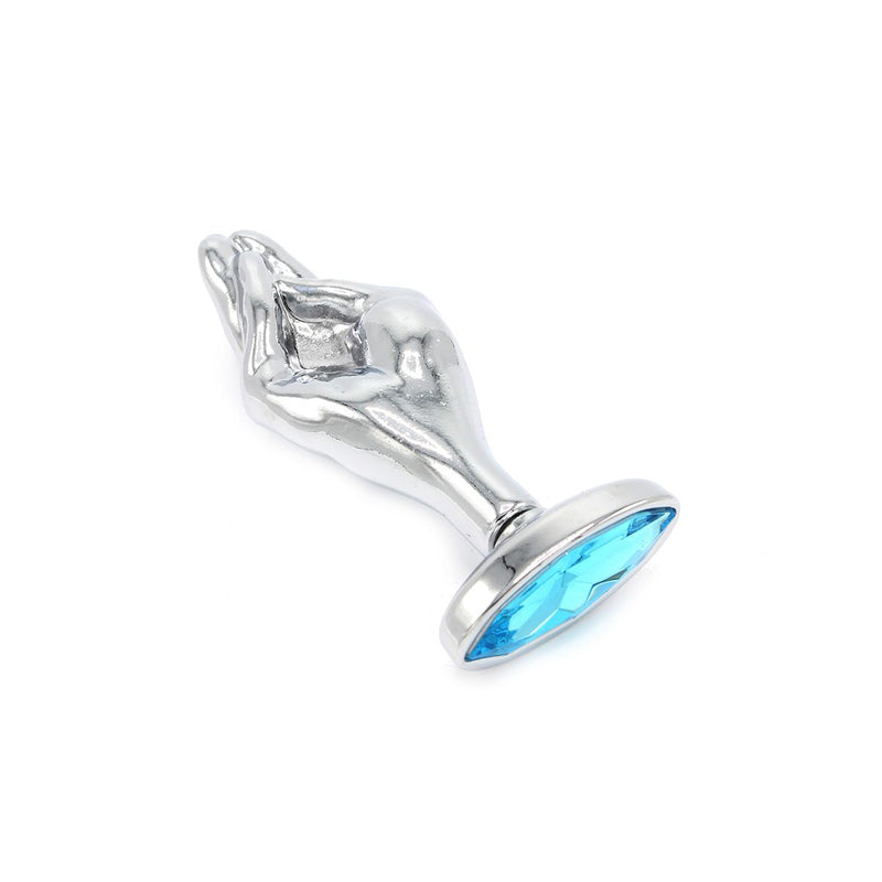 Kiotos - Fist Buttplug Aluminium Met Lichtblauwe Siersteen-Erotiekvoordeel.nl