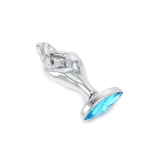 Kiotos - Fist Buttplug Aluminium Met Lichtblauwe Siersteen-Erotiekvoordeel.nl