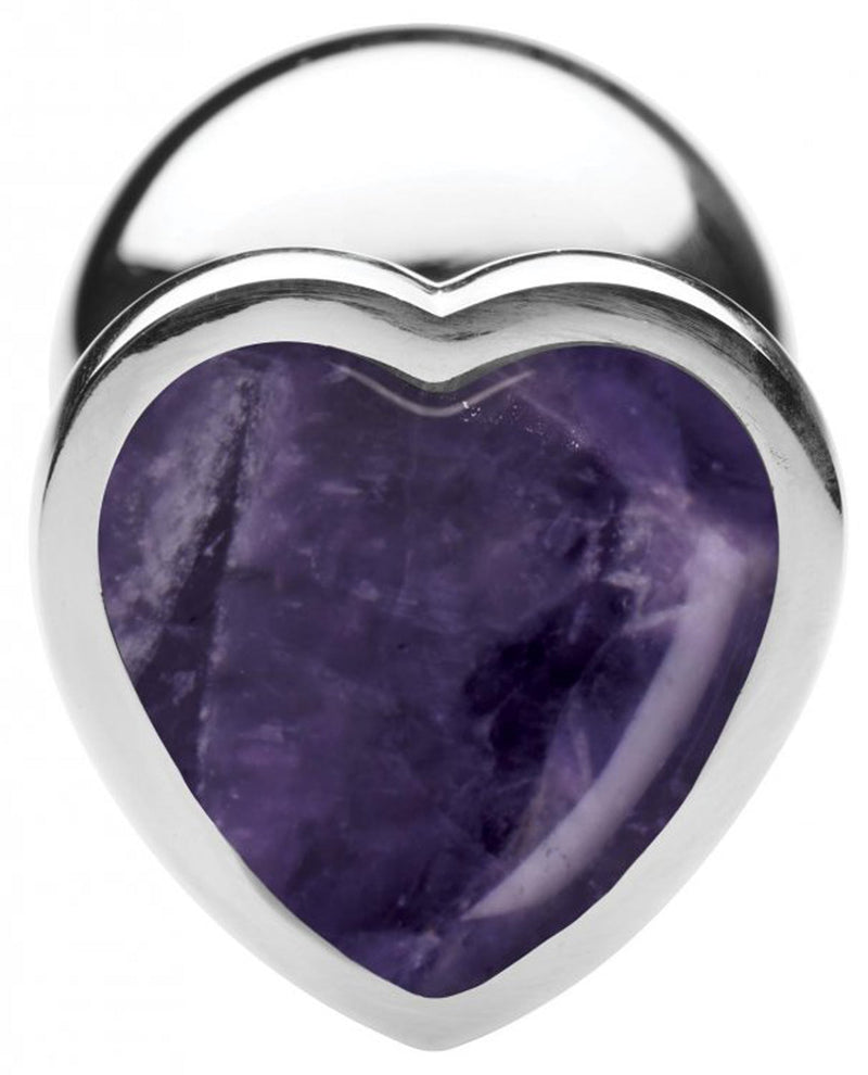 Fixxx - Aluminium Buttplug met Hartvormige Siersteen Amethyst - 3 maten-Laced-up.nl