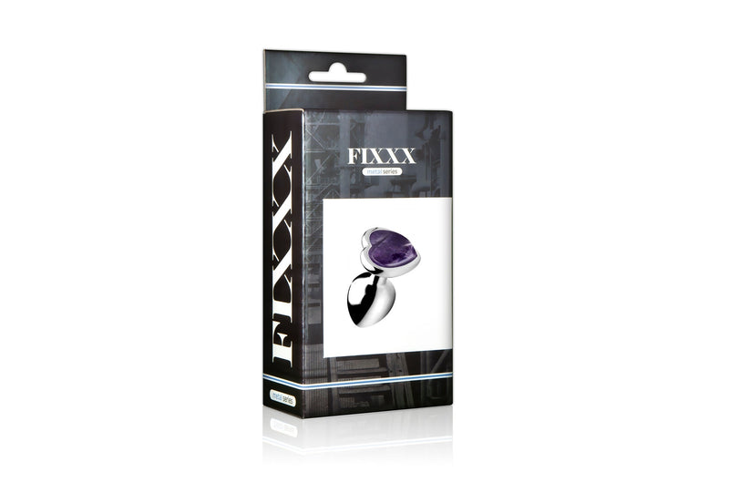 Fixxx - Aluminium Buttplug met Hartvormige Siersteen Amethyst - 3 maten-Laced-up.nl