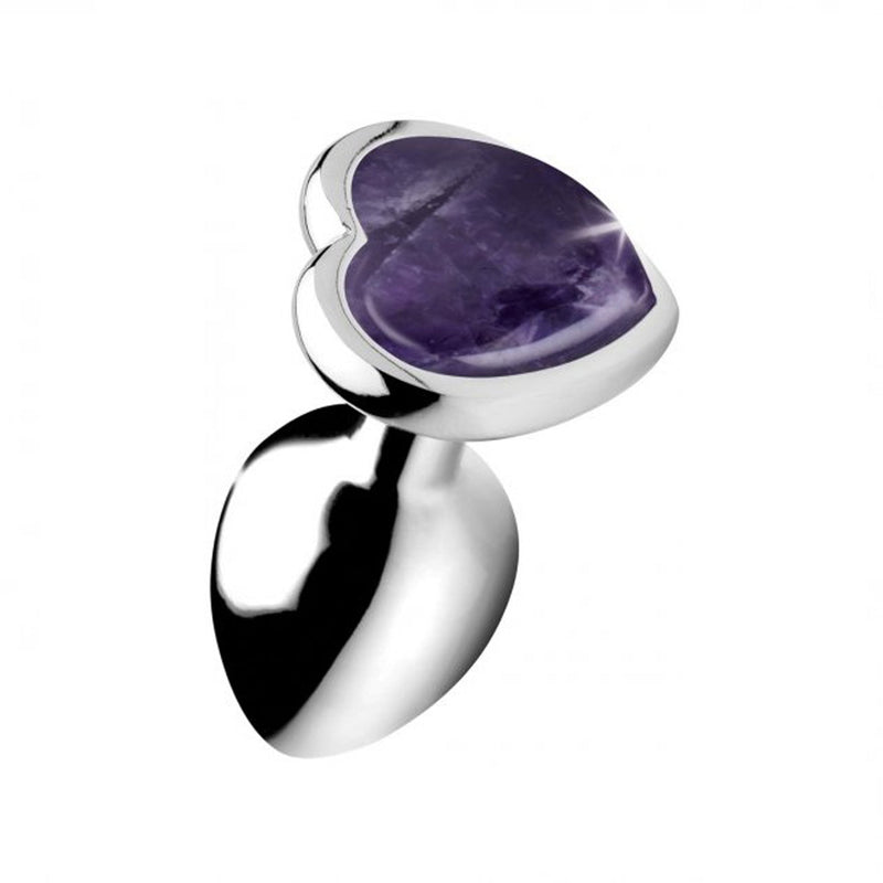 Fixxx - Aluminium Buttplug met Hartvormige Siersteen Amethyst - 3 maten-Laced-up.nl