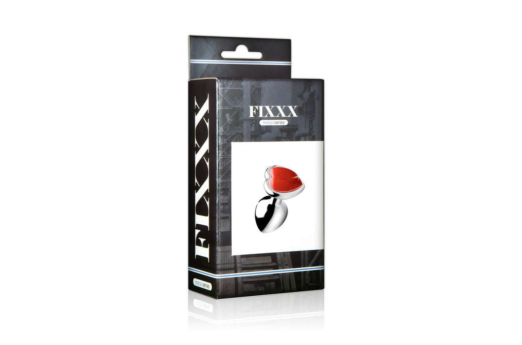 Fixxx - Aluminium Buttplug met Hartvormige Siersteen - Red Jasper - 3 maten-Laced-up.nl