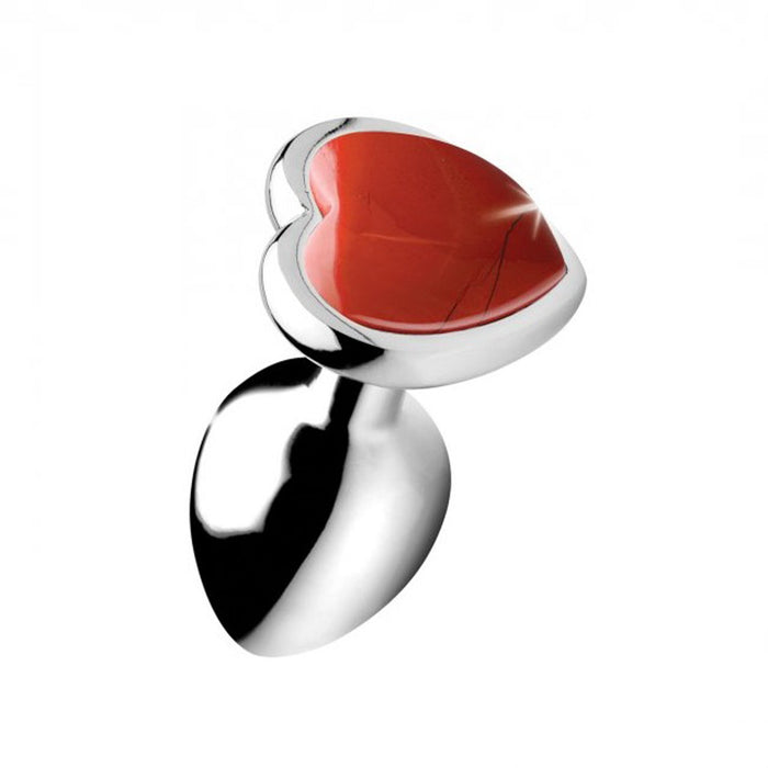 Fixxx - Aluminium Buttplug met Hartvormige Siersteen - Red Jasper - 3 maten-Laced-up.nl