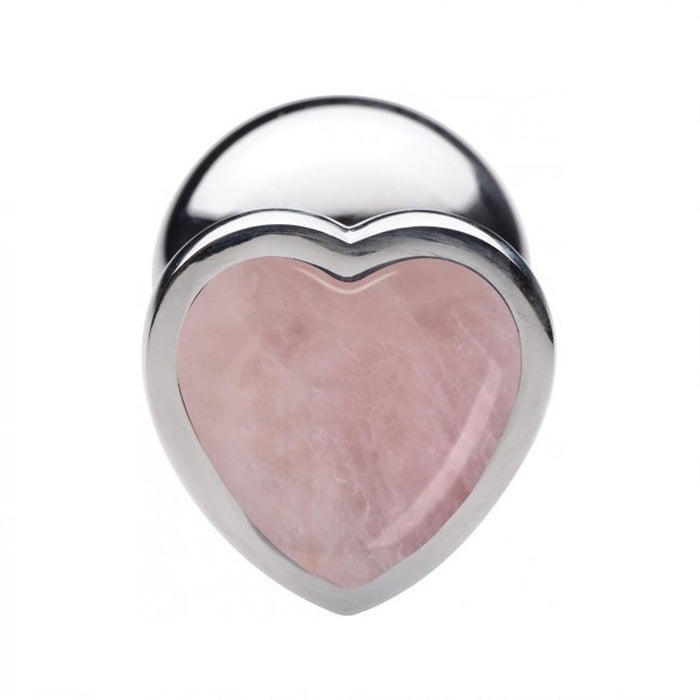 Fixxx - Aluminium Buttplug met Hartvormige Siersteen - Rose Quartz - 3 maten-Laced-up.nl