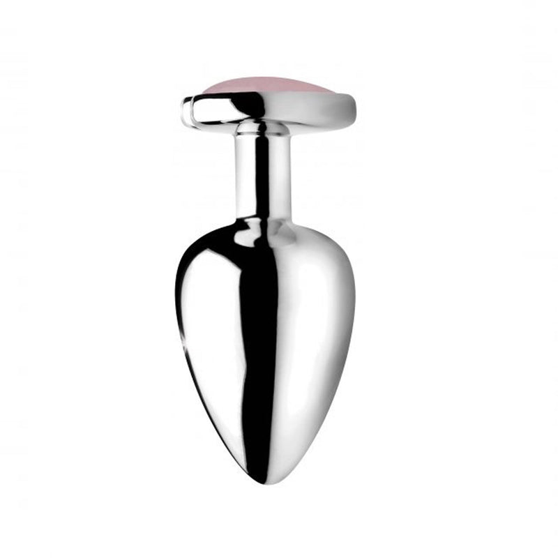 Fixxx - Aluminium Buttplug met Hartvormige Siersteen - Rose Quartz - 3 maten-Laced-up.nl
