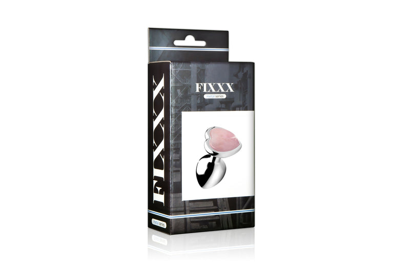 Fixxx - Aluminium Buttplug met Hartvormige Siersteen - Rose Quartz - 3 maten-Laced-up.nl