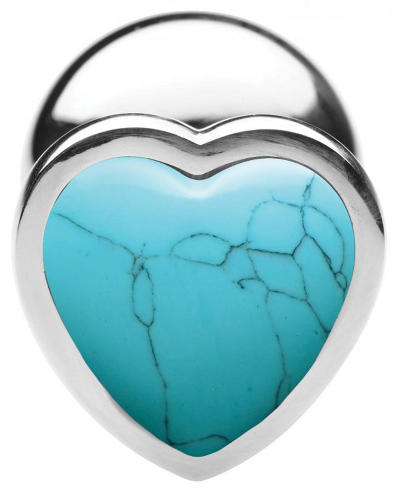 Fixxx - Aluminium Buttplug met Hartvormige Siersteen Turquoise - 3 maten-Laced-up.nl
