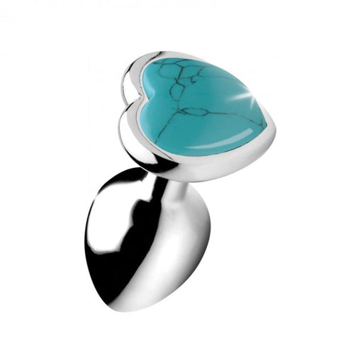 Fixxx - Aluminium Buttplug met Hartvormige Siersteen Turquoise - 3 maten-Laced-up.nl