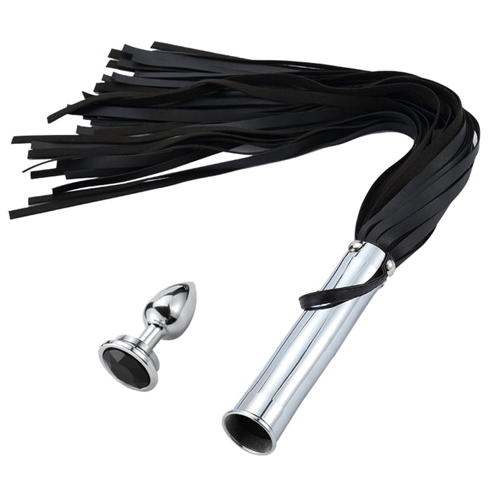 Fixxx - Aluminium Flogger met Verborgen Buttplug - Zwart-Laced-up.nl