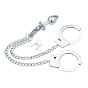 Fixxx - Anaal Plug met Ketting en Handboeien Eraan Vast - RVS-Laced-up.nl