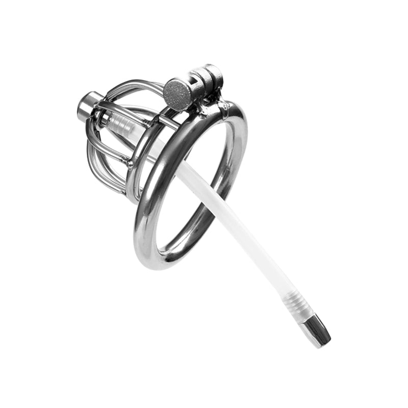 Fixxx - Archie - Cage de chasteté avec plug pénien - Acier inoxydable - Diamètre de l'anneau 45 mm ou Ø 50 mm - Verrouillable - Laced-up.nl