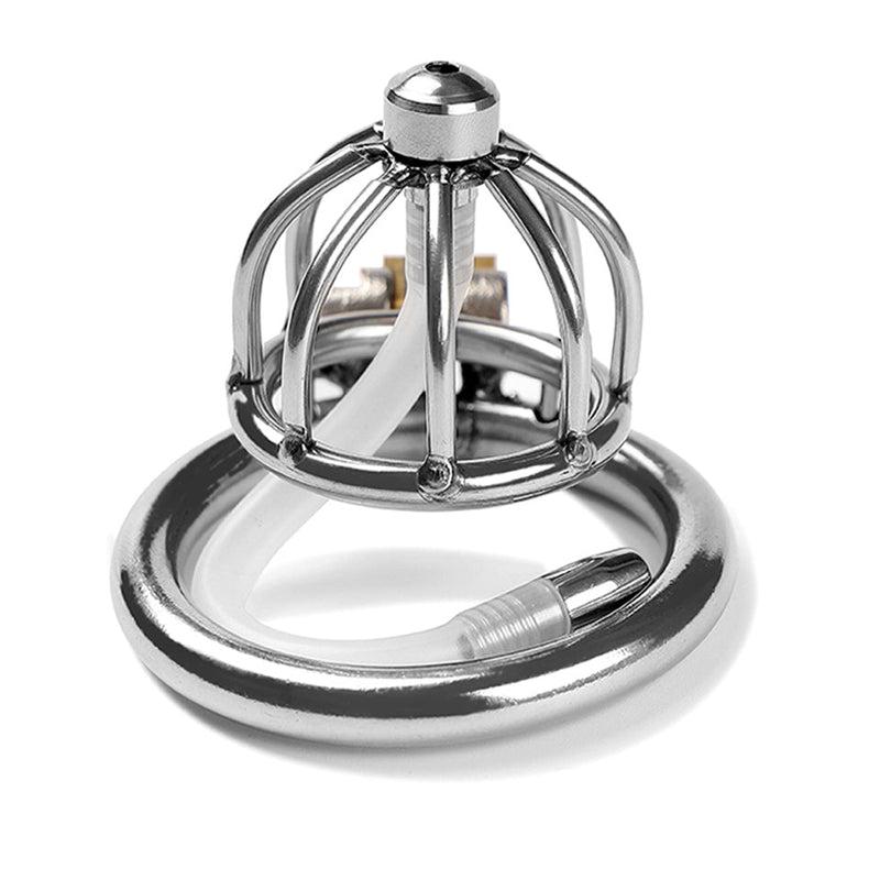 Fixxx - Archie - Cage de chasteté avec plug pénien - Acier inoxydable - Diamètre de l'anneau 45 mm ou Ø 50 mm - Verrouillable - Laced-up.nl