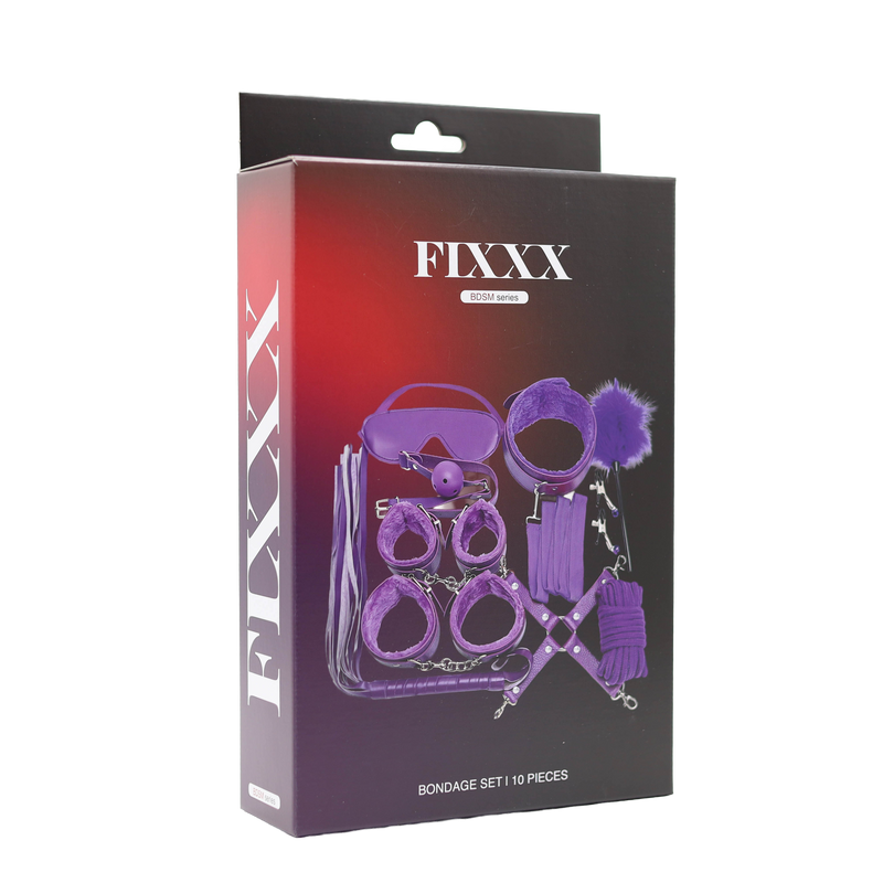 Fixxx - BDSM Bondageset - Gevoerd met Bont - Paars-Erotiekvoordeel.nl