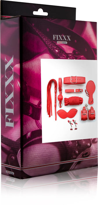 Fixxx - BDSM Set - 9 delen - PU-Leer - Rood-Laced-up.nl