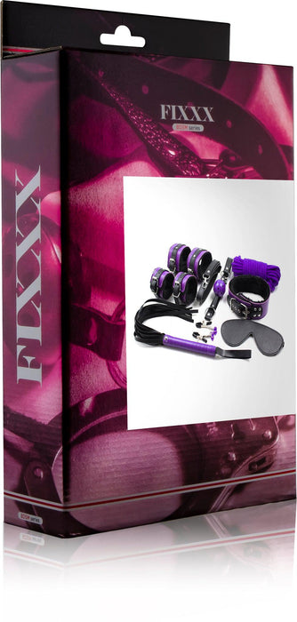 Fixxx - BDSM Set Voor Beginners - 8 delen - Gevoerd met Bont - Zwart/Paars-Laced-up.nl